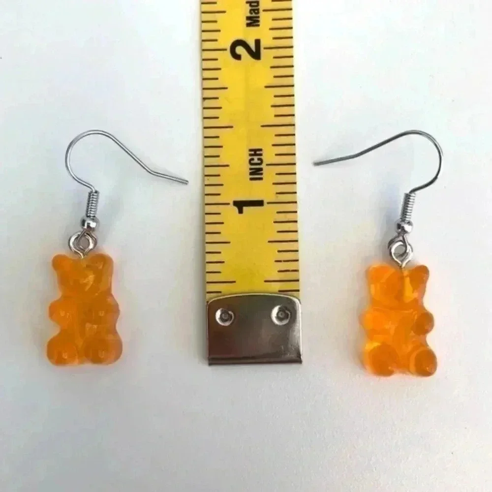 Orange Gummy Bear Resin Earrings NWT